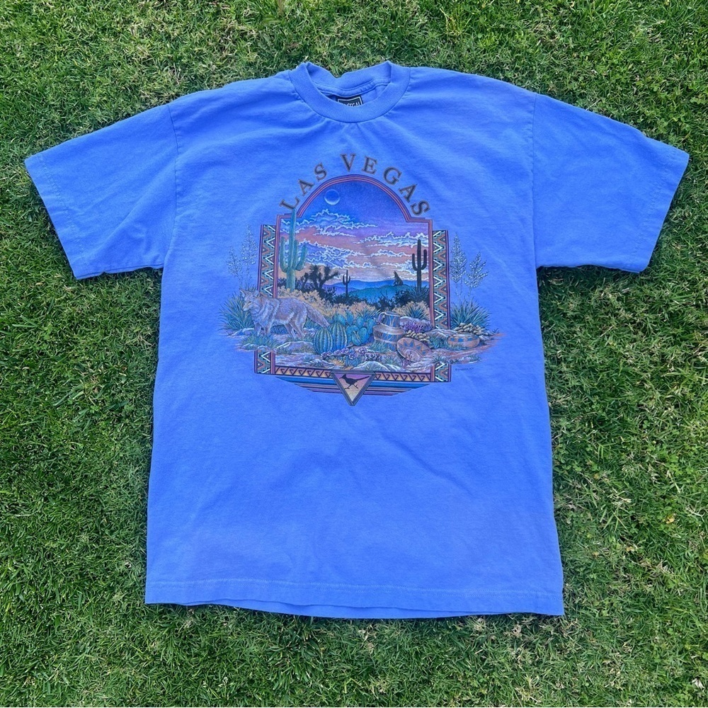 Vintage SanSegal Las Vegas Coyote Desert Cactus Landscape Nature T-Shirt Large
